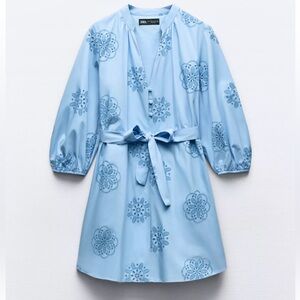 Zara Blue Embroidered Dress